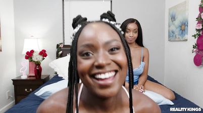 Two Kinky Black Lesbians Pleasuring Each Other In Bed - Black Tits