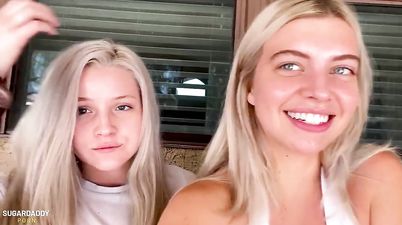 Two sexy blondes suck and fuck sugar daddy's big dick - amateur threesome homemade hardcore