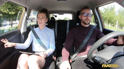 Driving School Instructor Terrified of her Student Driving Skills - Lick My Pussy To Calm Me Down - Jason X