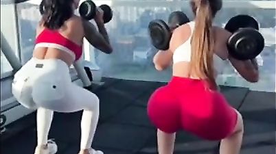 Fucking With Her Friend in POV Gym Threesome - Threesome with big ass busty brunettes