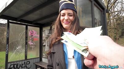 Shy Flight Attendant Seduced by Public Agent during Layover - Cum Fly With Me - Coco Bae and Martin Gun