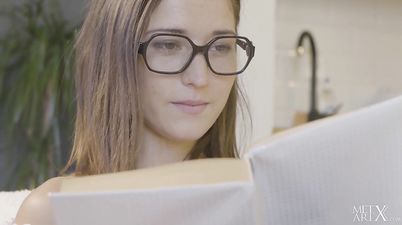 Young Beautiful Teen Mina - Summer Reading - Masturbation In Eyeglasses