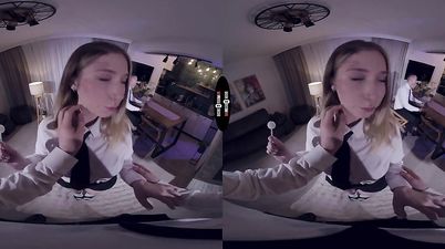 Horny Threesome slut Mila Pie gets fucked hard in her shaved cunt - DarkRoomVR - Hd
