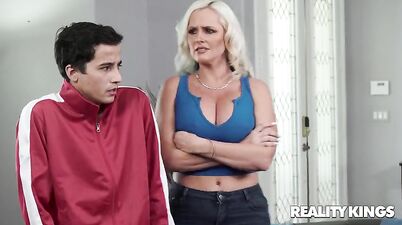 Ricky's Gang - Blonde Mom Cougar Alena Croft Dominates Young Cock Of Ricky Spanish - Reality Sex