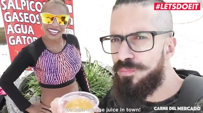 Hot Colombian Black Slut Picked Up At The Market To Get Facialized - Big Fake Tits
